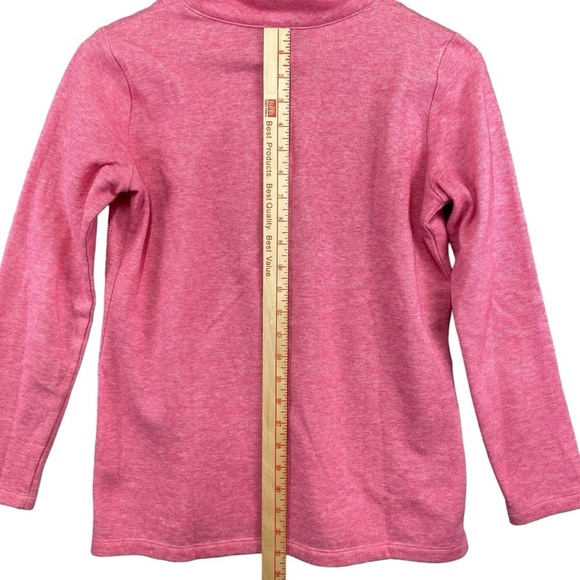 TALBOTS Petite Small Pink Heather Featherweight Fleece Wrap Neck‎ Pullover Top - Picture 11 of 13